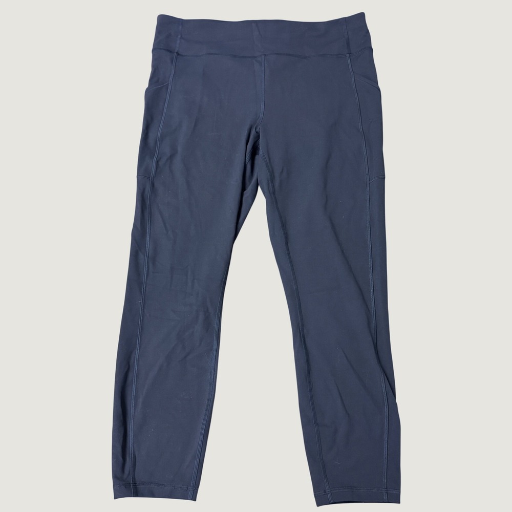 Lululemon Invigorate High Rise Crop 23 Navy Blue Leggings Size 14 Pockets
